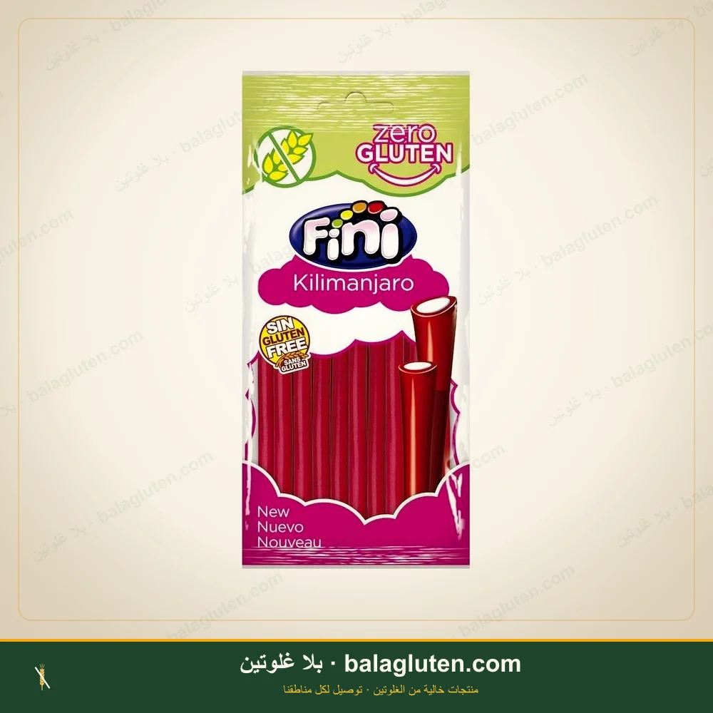 حلوى جيلي بنكهة الفواكه (ملون أحمر) مع حشوة حلوة (Fini) خالٍ من الغلوتين — بلا غلوتين